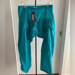 Fabindia New Yoga harem pants patiala salwar drawstring waist turquoise cotton M